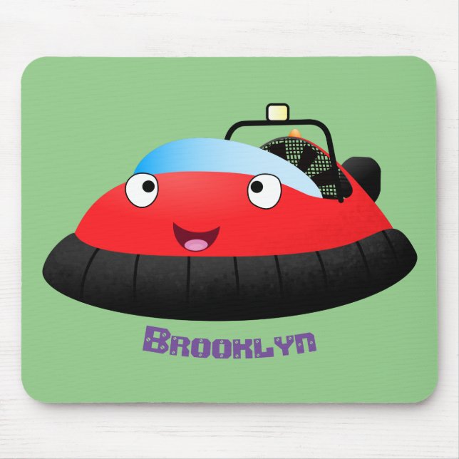 Cute red happy hovercraft cartoon mouse mat (Front)