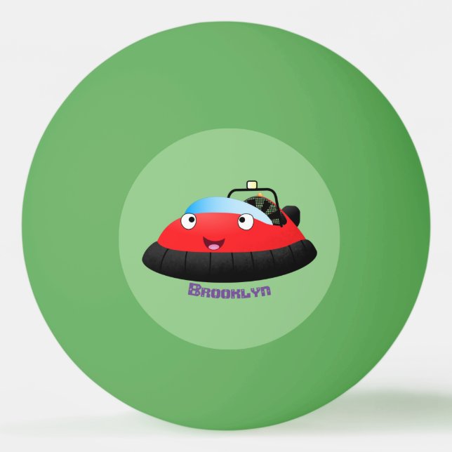 Cute red happy hovercraft cartoon ping pong ball (Front)