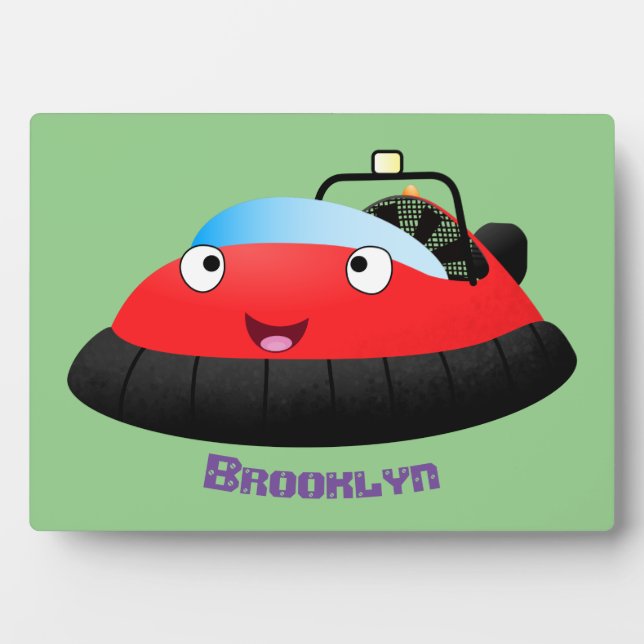 Cute red happy hovercraft cartoon plaque (Front)