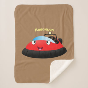Cute red happy hovercraft cartoon sherpa blanket