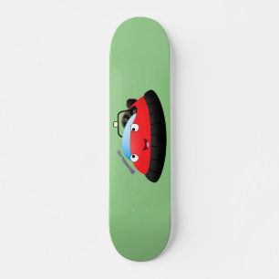 Cute red happy hovercraft cartoon skateboard