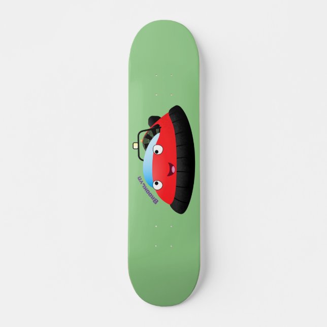 Cute red happy hovercraft cartoon skateboard (Front)