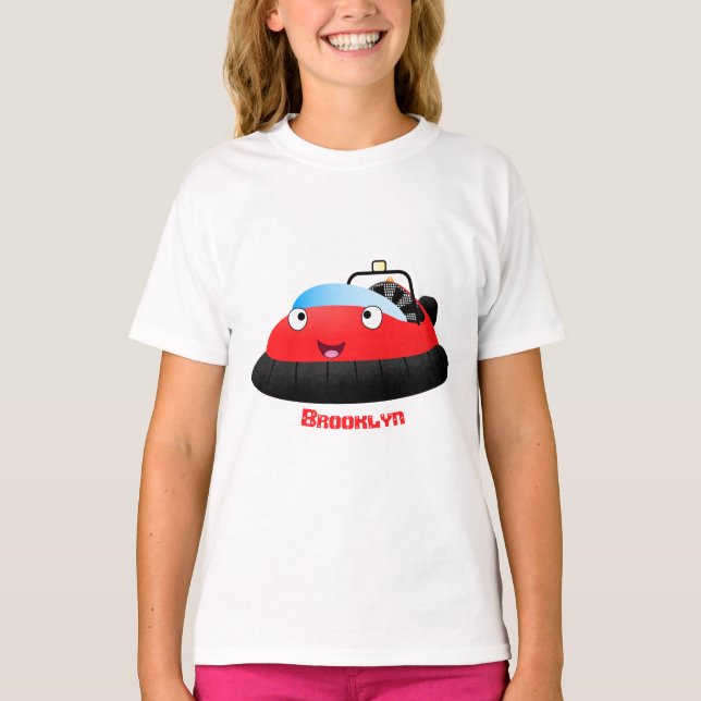 Cute red happy hovercraft cartoon T-Shirt (Front)