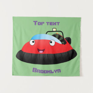 Cute red happy hovercraft cartoon tapestry