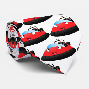 Cute red happy hovercraft cartoon tie