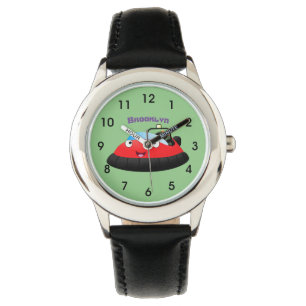 Cute red happy hovercraft cartoon watch