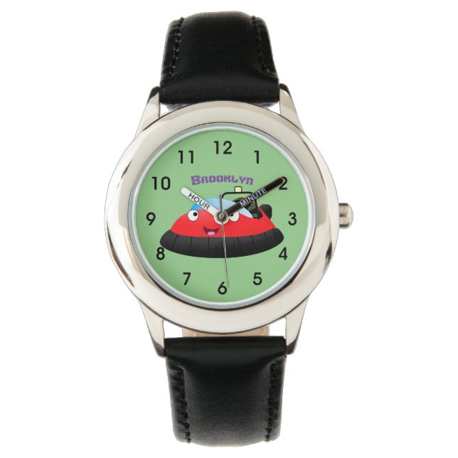 Cute red happy hovercraft cartoon watch (Front)