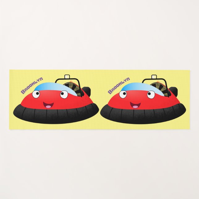 Cute red happy hovercraft cartoon yoga mat (Front (Horizontal))