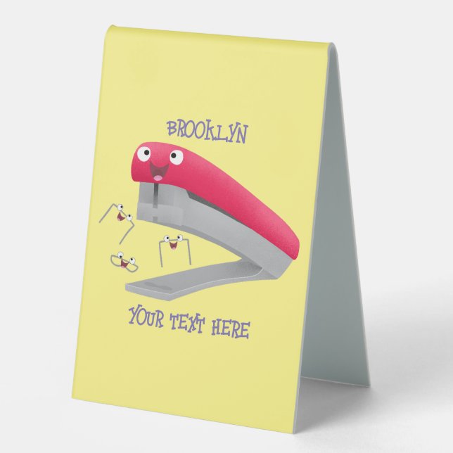 Cute red happy stapler cartoon illustration  (Front)