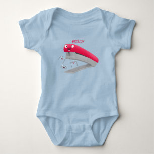 Cute red happy stapler cartoon illustration baby bodysuit