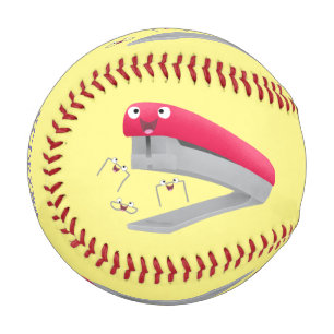 Cute red happy stapler cartoon illustration baseball