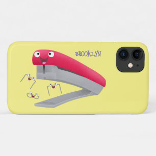 Cute red happy stapler cartoon illustration  iPhone 11 case