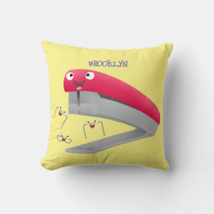 Cute red happy stapler cartoon illustration  cushion