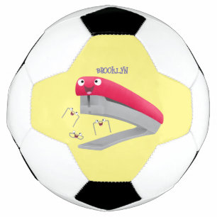 Cute red happy stapler cartoon illustration football