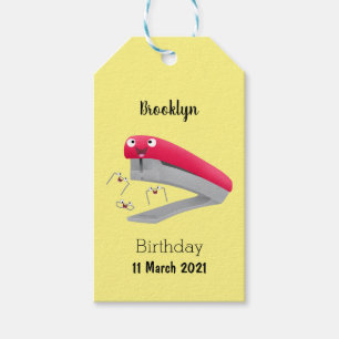 Cute red happy stapler cartoon illustration gift tags