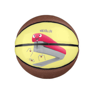 Cute red happy stapler cartoon illustration mini basketball