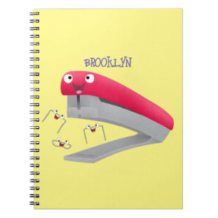 Cute red happy stapler cartoon illustration notebook
