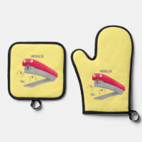 Cute red happy stapler cartoon illustration