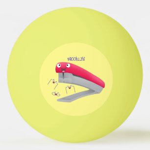 Cute red happy stapler cartoon illustration ping pong ball