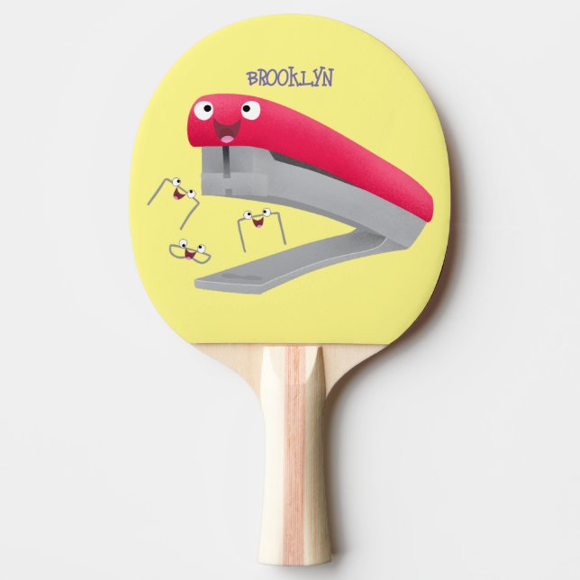 Cute red happy stapler cartoon illustration ping pong paddle (Front)