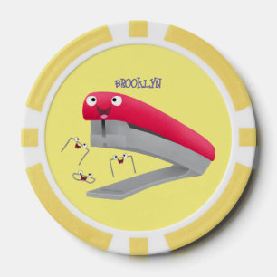 Cute red happy stapler cartoon illustration poker chips