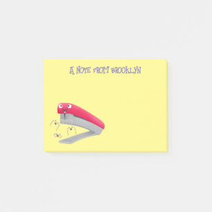 Cute red happy stapler cartoon illustration post-it notes