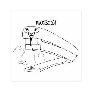 Cute red happy stapler cartoon illustration rubber stamp