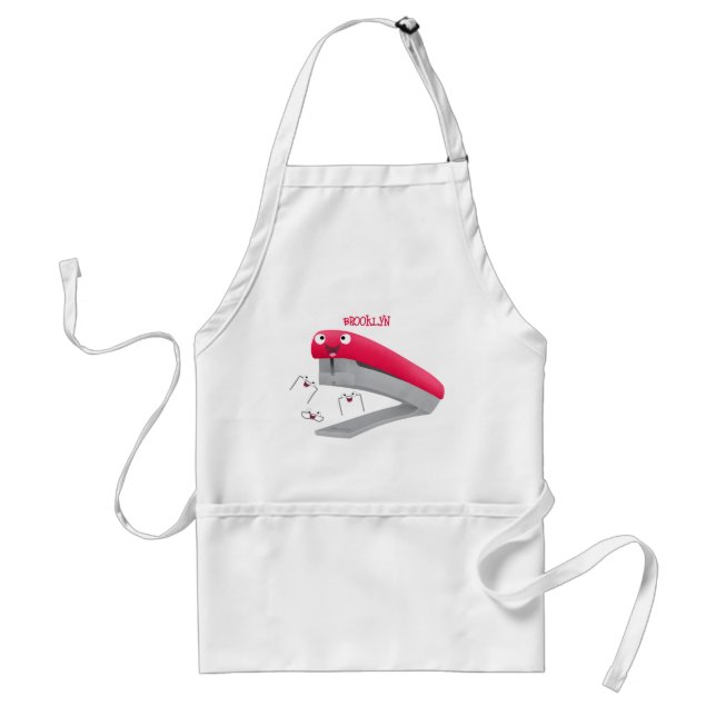 Cute red happy stapler cartoon illustration   standard apron (Front)