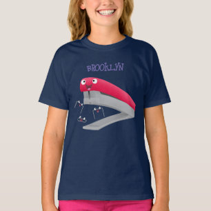 Cute red happy stapler cartoon illustration T-Shirt