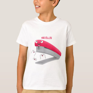 Cute red happy stapler cartoon illustration T-Shirt