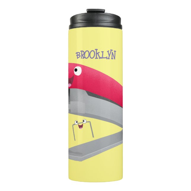 Cute red happy stapler cartoon illustration thermal tumbler (Front)