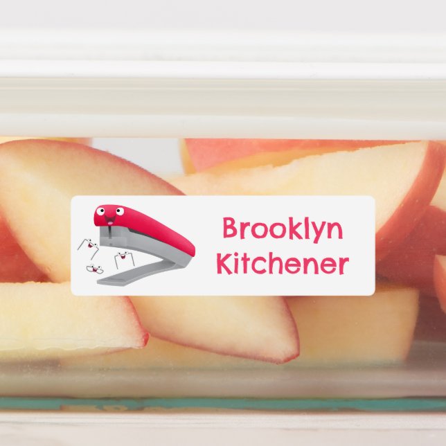 Cute red happy stapler cartoon personalised  (Affixed)