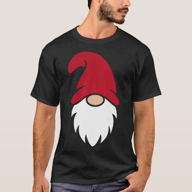 Cute Red Hat Christmas Gnome T-Shirt (Front)