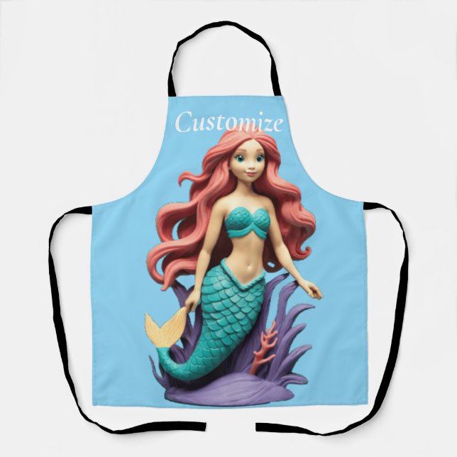 Cute Red-headed Mermaid Thunder_Cove Apron (Front)