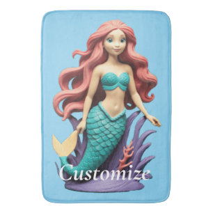 Cute Red-headed Mermaid Thunder_Cove Bath Mat