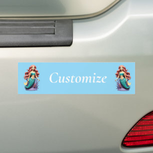 Cute Red-headed Mermaid Thunder_Cove Bumper Sticker