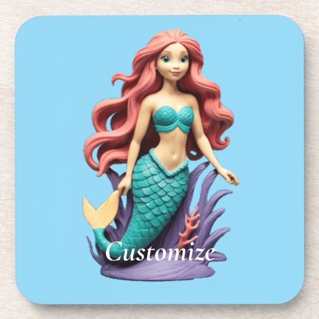 Cute Red-headed Mermaid Thunder_Cove Coaster (Front)