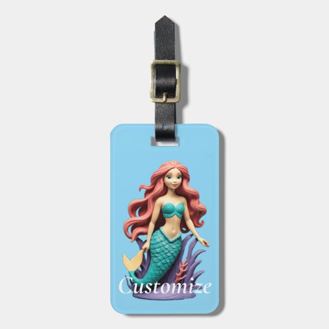Cute Red-headed Mermaid Thunder_Cove Luggage Tag (Front Vertical)