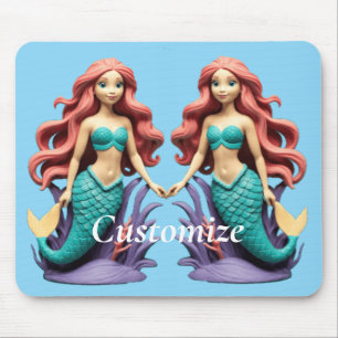Cute Red-headed Mermaid Thunder_Cove Mouse Mat
