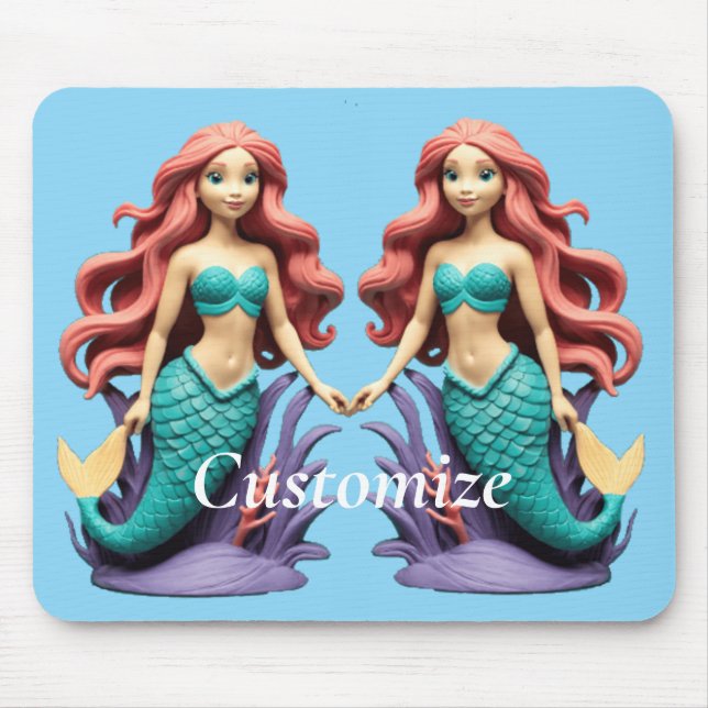 Cute Red-headed Mermaid Thunder_Cove Mouse Mat (Front)