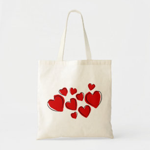 Cute Red Heart Abstract Tote Bag