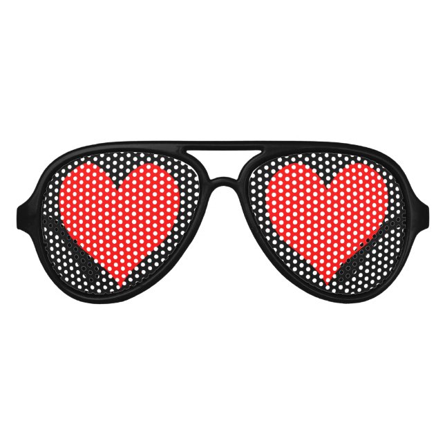Cute Red Heart Aviator Sunglasses (Front)