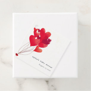 Cute Red Heart Balloons Sweetheart Baby Shower Favour Tags