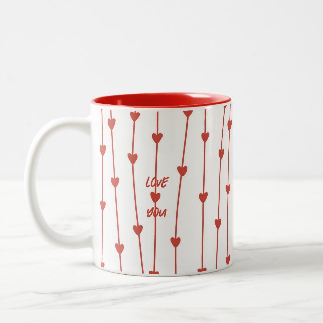 Cute Red Heart Branches Valentine"s Day Coffee Mug (Left)