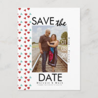 Cute Red Heart Confetti Save The Dates Photo