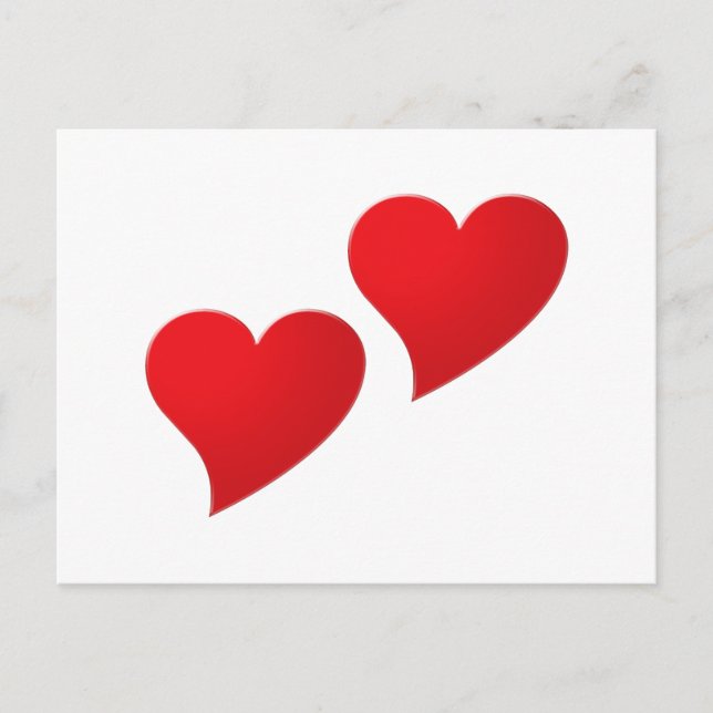 Cute red heart couple minimalist modern romantic postcard (Front)
