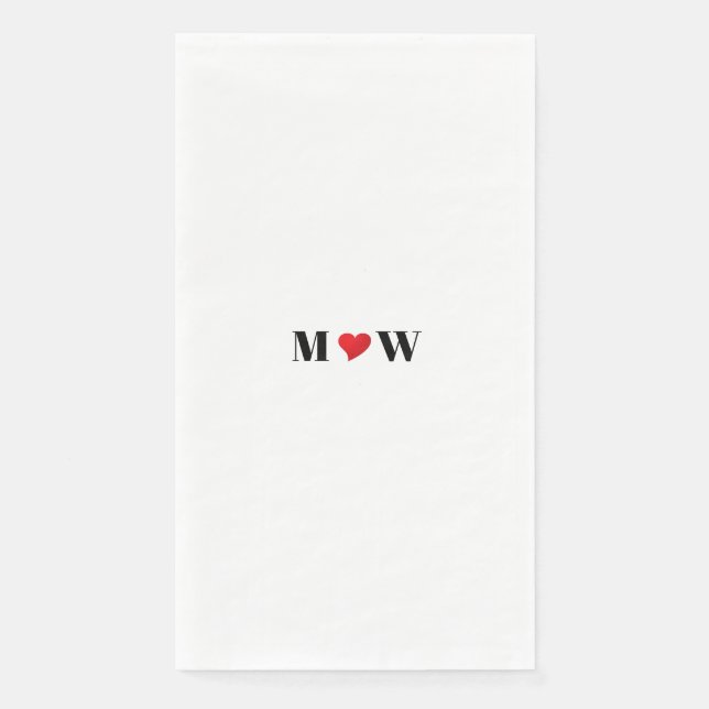 Cute red heart custom couple monogram initials napkin (Front)