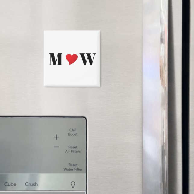 Cute red heart custom couple monogram modern magnet (In Situ (Fridge))