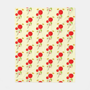Cute Red Heart Flowers Illustration Pattern Fleece Blanket