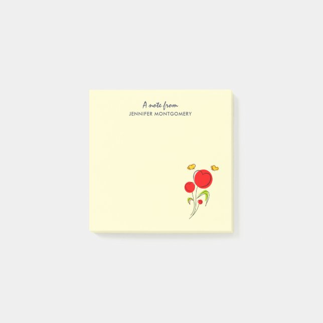 Cute Red Heart Flowers Illustration Post-it Notes (Front)